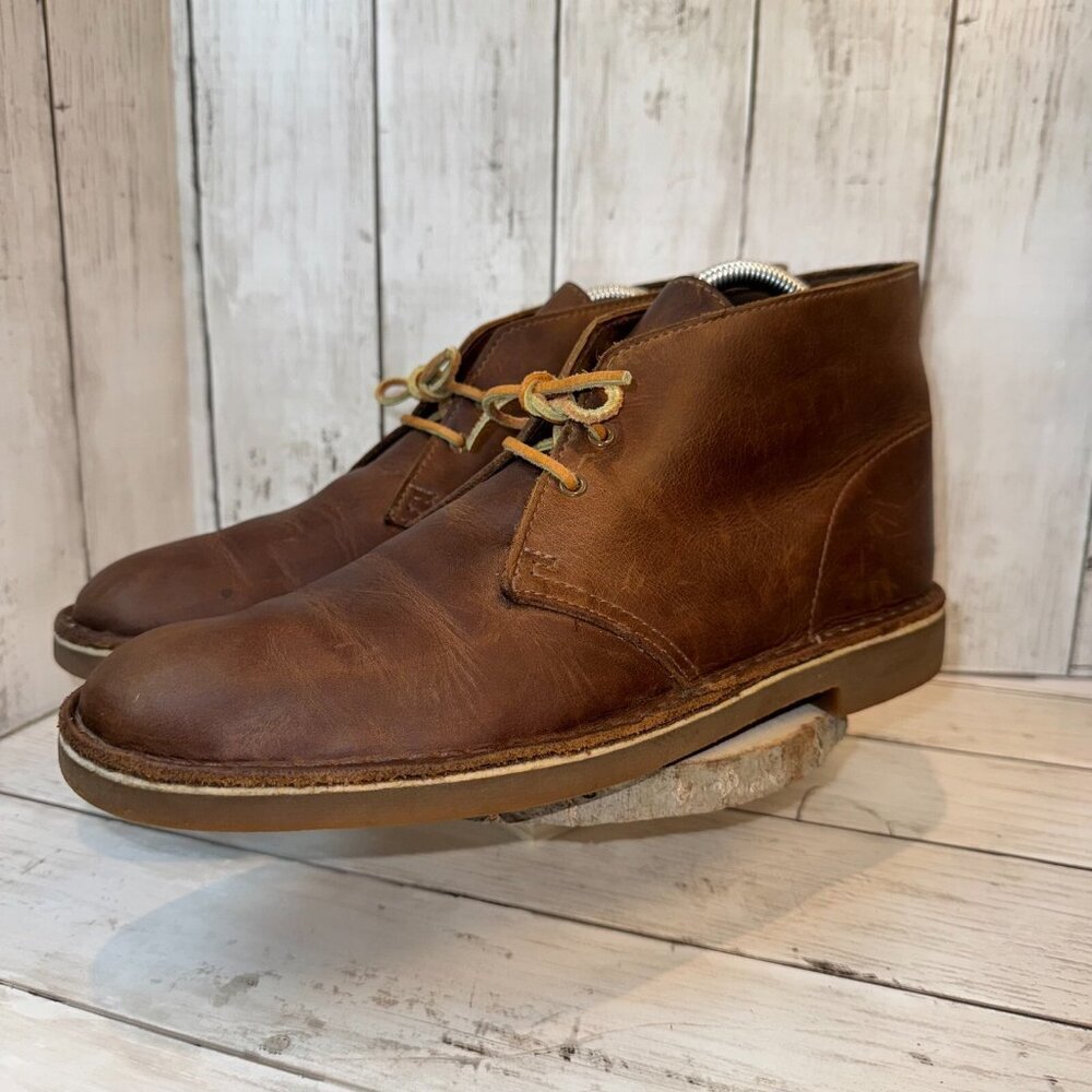 Clarks Bushacre 2 Men's Size 10 Brown Leather Desert Chukka Ankle Boot - Picture 3 of 6